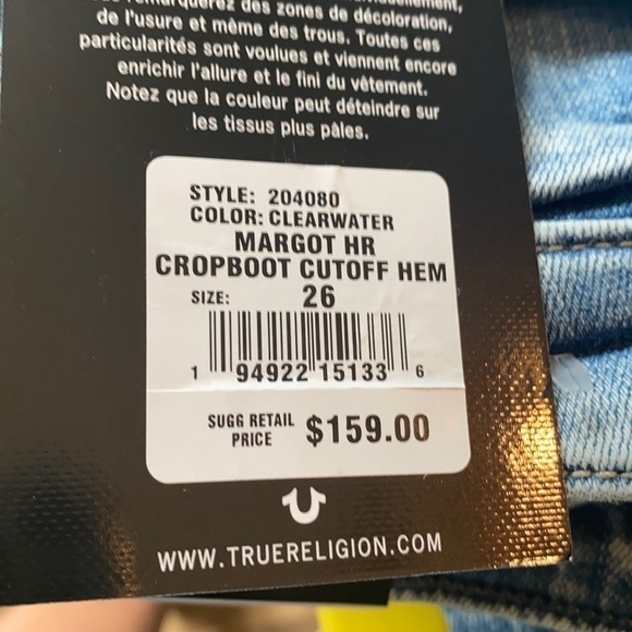 True religion jeans MARGOT  ( cropped mini boot) size 26 NWT - Picture 4 of 9